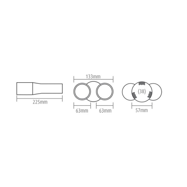 Ornament Toba Automax Cromat Dublu 225x133x57mm, intrare 38mm, diametru iesiri 63mm