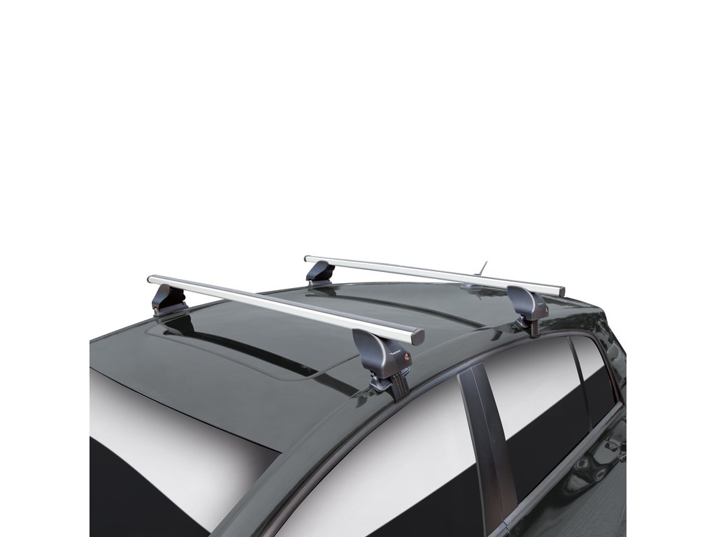 Set bare transversale portbagaj din aluminiu marca Twinny Load TL A99, kit complet cu bare, suporti si antifurt cu cheie, pentru modele cu bare longitudinale lipite de caroserie
