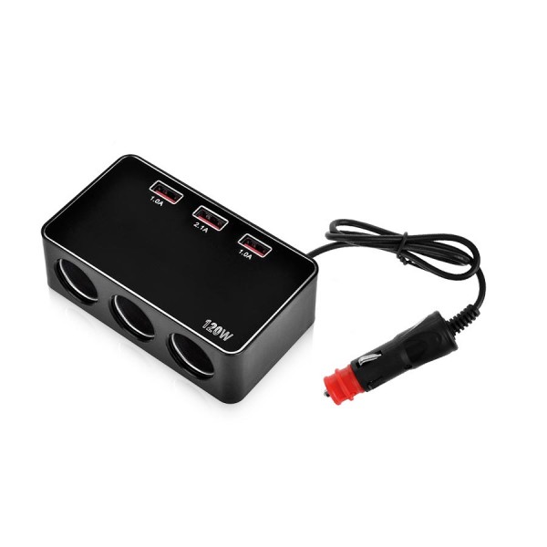Priza auto tripla Automax 12V/ 24V DC , cu 3 iesiri DC 10A 120W, 3 iesiri USB 4.2A (1A + 2.1A + 1A()