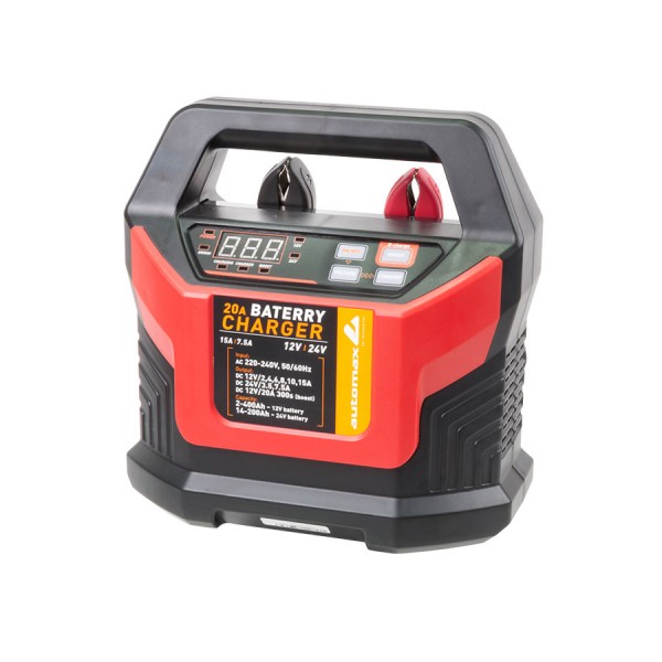 Incarcator acumulator auto Automax 15A, automat, cu afisaj LCD, 12V-24V , redresor automat ptr baterii BOOST,WET,GEL,AGM,UNI