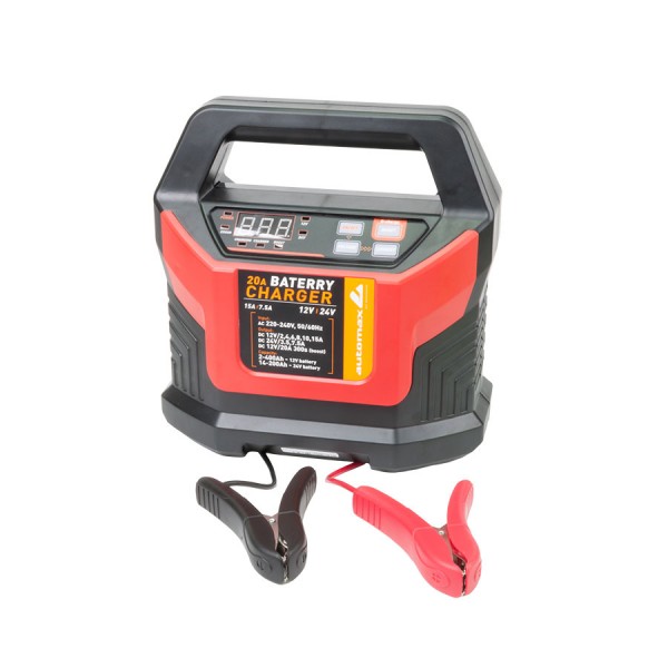 Incarcator acumulator auto Automax 15A, automat, cu afisaj LCD, 12V-24V , redresor automat ptr baterii BOOST,WET,GEL,AGM,UNI