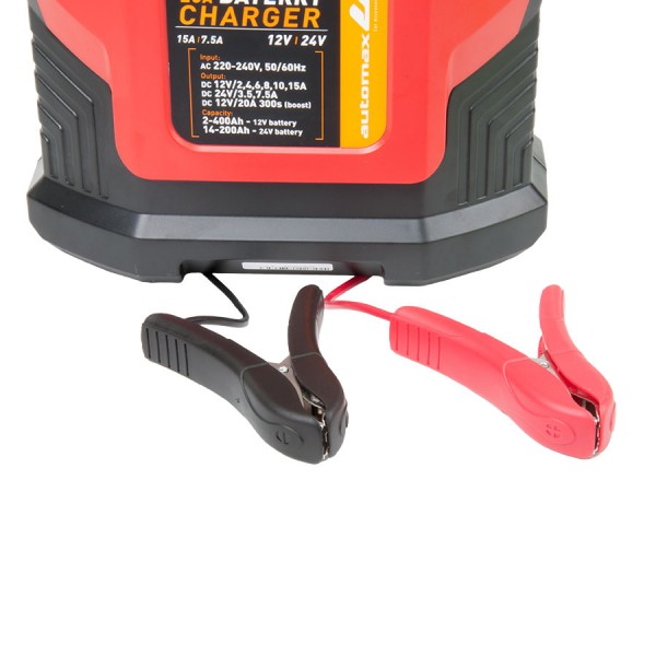 Incarcator acumulator auto Automax 15A, automat, cu afisaj LCD, 12V-24V , redresor automat ptr baterii BOOST,WET,GEL,AGM,UNI