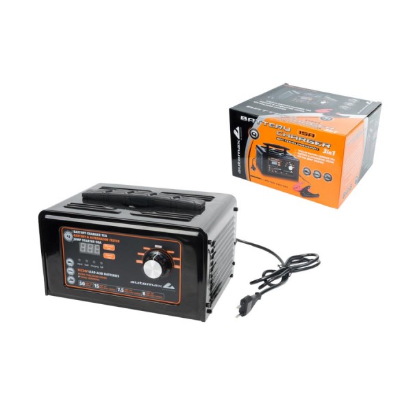 Incarcator acumulator auto Automax 3 in 1 (incarcator 12V 8A-15A, 24V 4A-7.5A, tester baterie si alternator, starter 12V 50A)