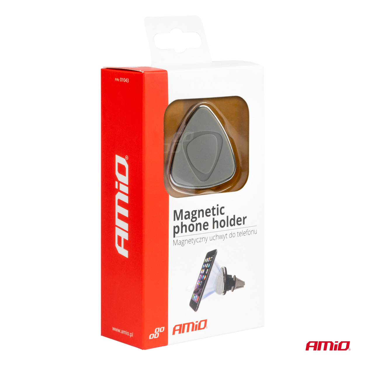Suport auto magnetic Negru pentru telefon AMIO, fixare in grila de ventilatie, rotire 360 grade