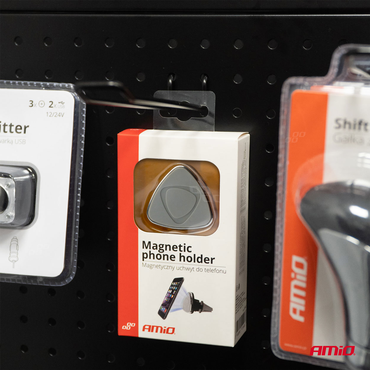 Suport auto magnetic Negru pentru telefon AMIO, fixare in grila de ventilatie, rotire 360 grade