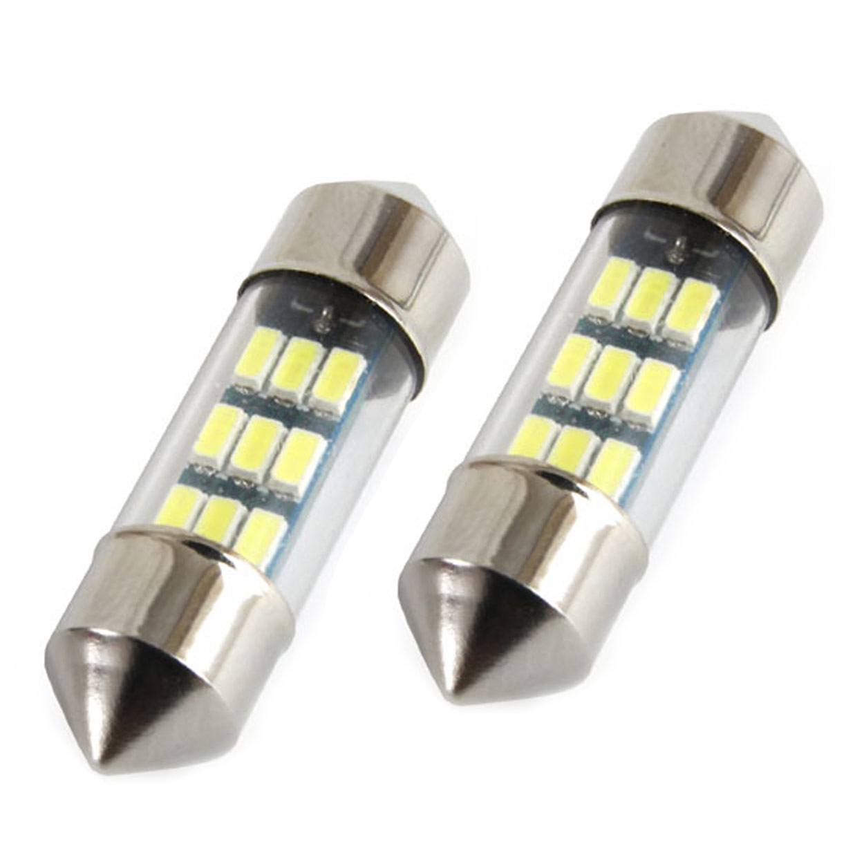 Set 2 becuri auto AMIO , LED 9 SMD 3014, 31mm, 12V, capac sticla, leduri alb sofit Festoon