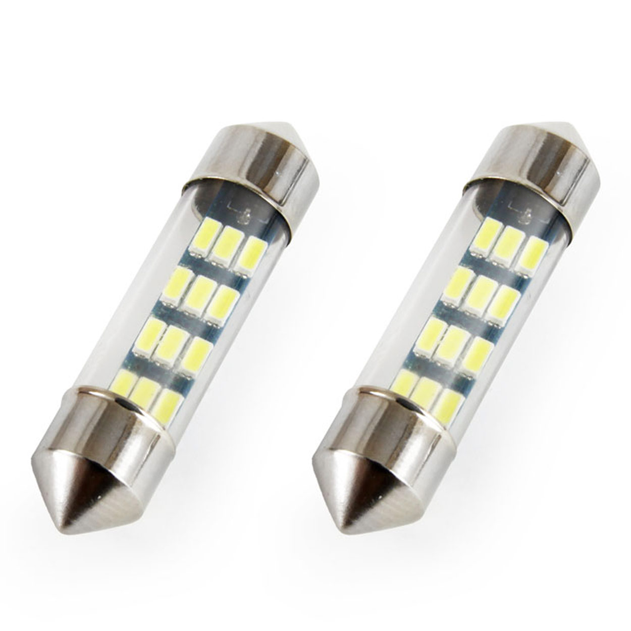 Set 2 becuri auto AMIO , LED, C5W SV8.5-8, 12 SMD 3014, 36mm, 12V, capac sticla, leduri alb sofit Festoon