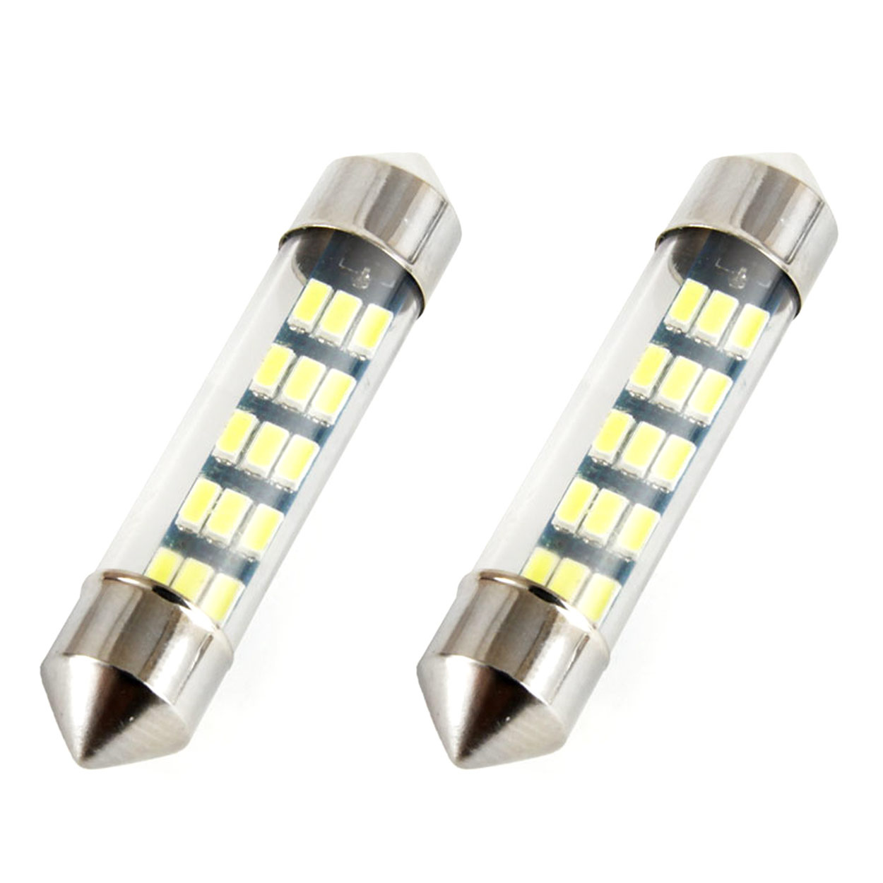 Set 2 becuri auto AMIO , LED, C5W SV8.5-8, 15 SMD 3014, 39mm, 12V, capac sticla, leduri alb sofit Festoon