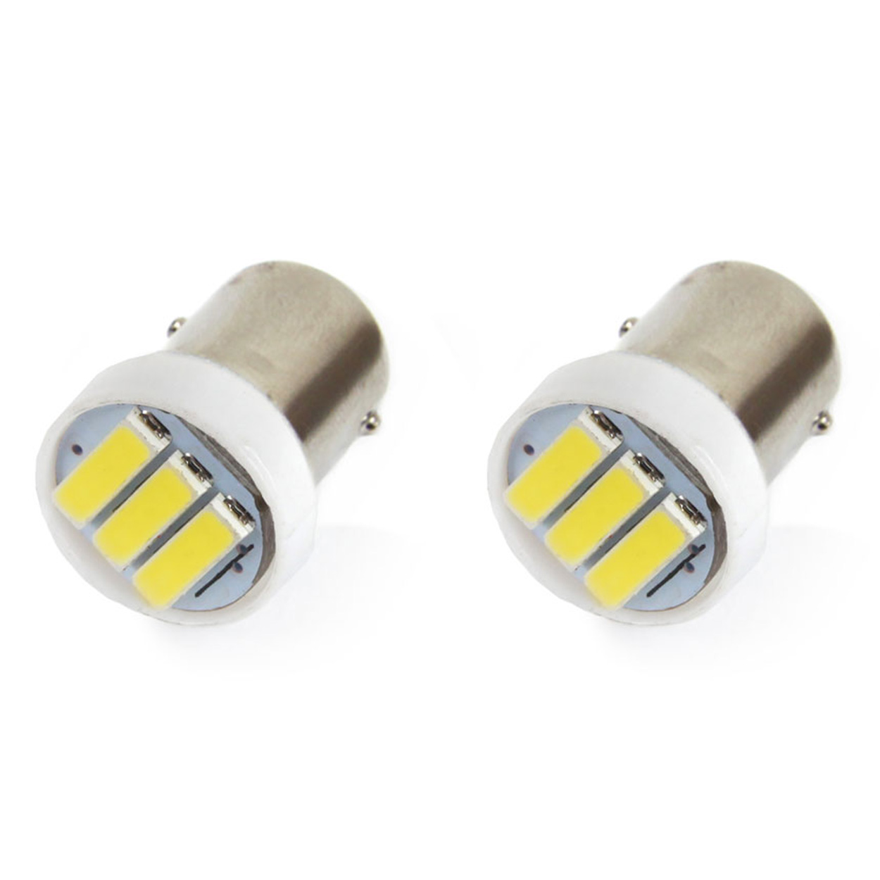Set 2 becuri auto cu leduri AMIO 12V 0.4W Ba9s T8.5 , 3 SMD 7020, bord si pozitie