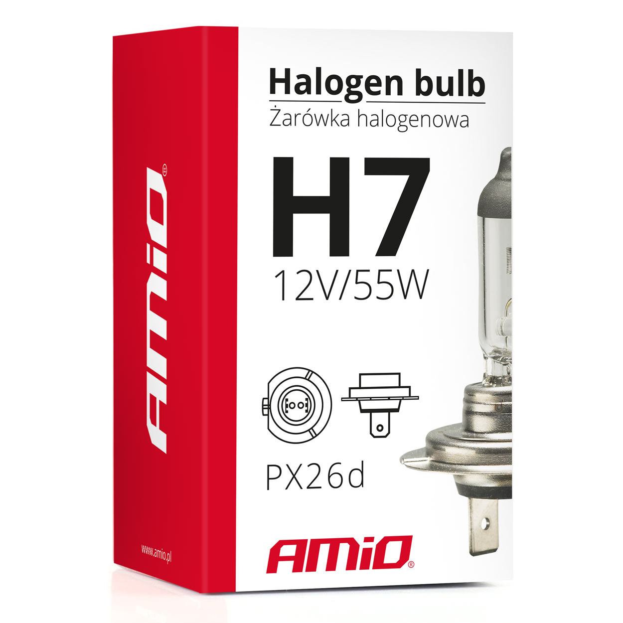 Bec halogen H7 12V 55W UV filter (E4) Amio Polonia, 1 buc.