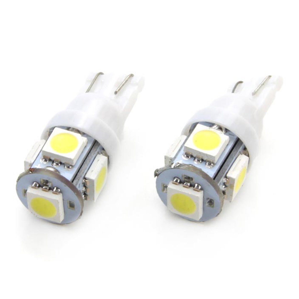 Bec de pozitie tip LED , T10 W2.1x9.5 W5W, 12V , 5 SMD 5050, culoare alb , AMIO, set 2 buc
