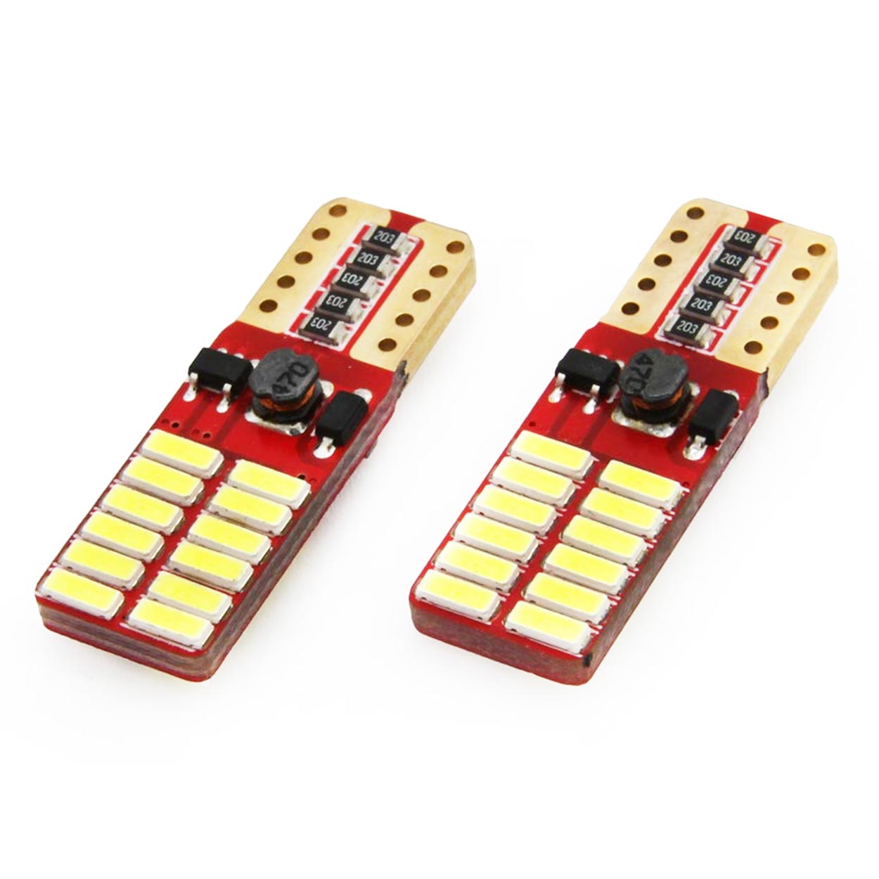 Bec de pozitie tip LED Canbus, T10 W2.1x9.5 W5W, 12-24V 2.2W, 20 SMD 4014 , culoare alb , AMIO, set 2 buc