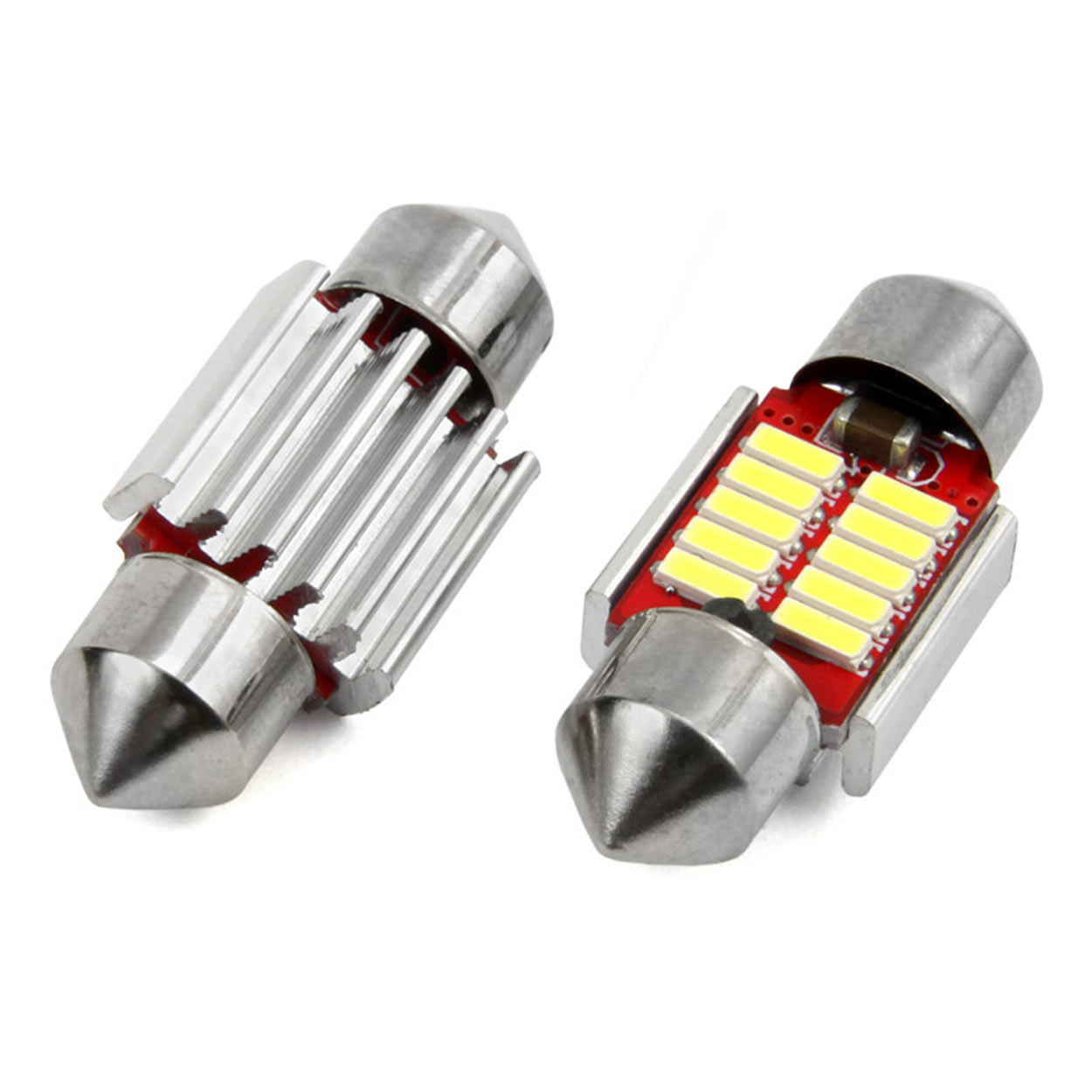 Set 2 becuri auto Vertex LED , C5W SV8.5-8, 10SMD 4014, 2W, 31mm, Canbus, 12-24V, leduri alb sofit Festoon
