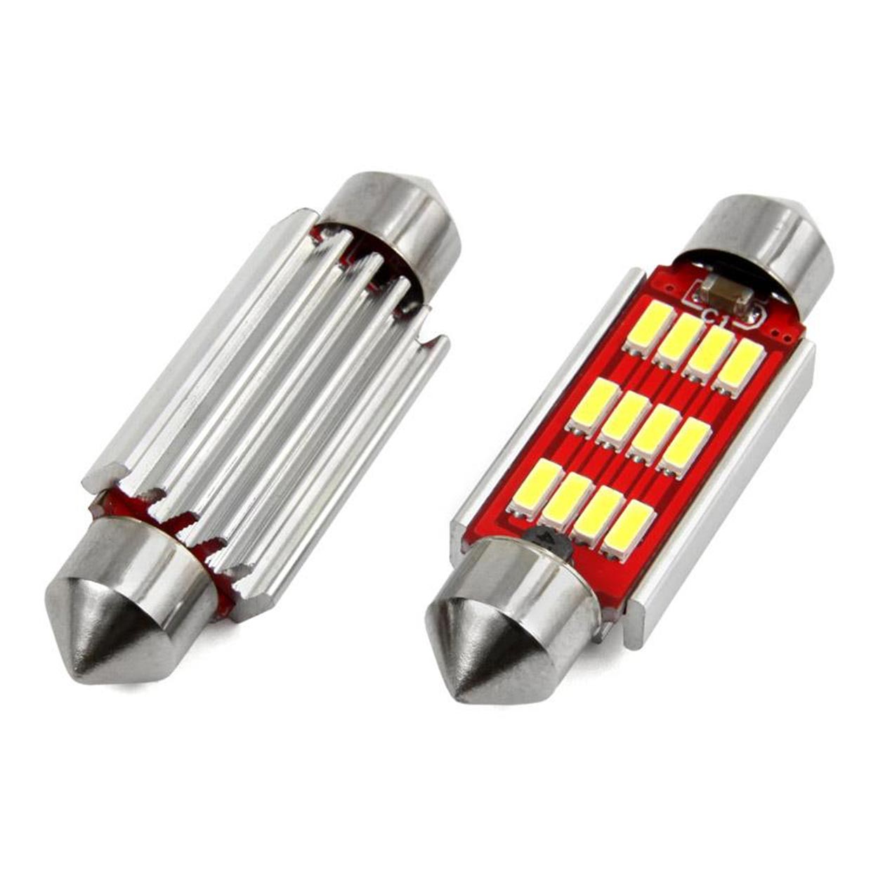 Set 2 becuri auto Vertex LED , C5W SV8.5-8, 12 SMD 4014, 2.9W, 41mm, Canbus, 12-24V, leduri alb sofit Festoon