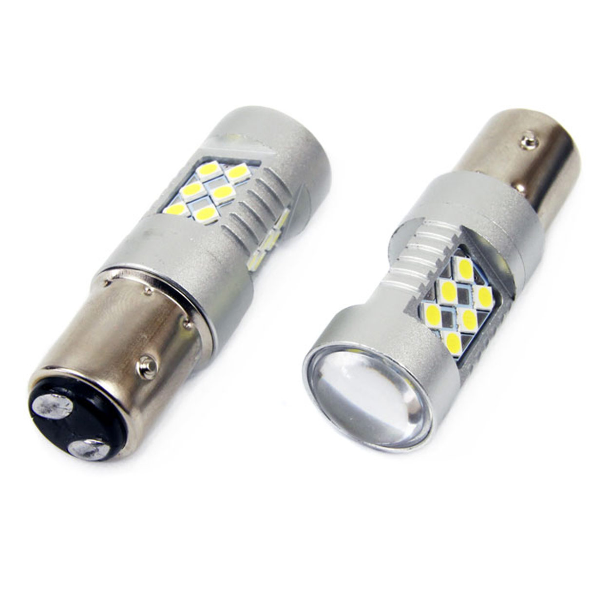 Set 2 becuri auto cu LED AMIO 12-24V, BA15D P21W-5W, 24 SMD 3030
