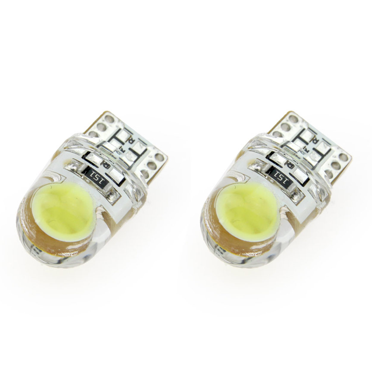 Bec de pozitie tip LED T10 W2.1x9.5 W5W, 12V, 2 LED COB 0.8W, culoare alb, AMIO, set 2 buc