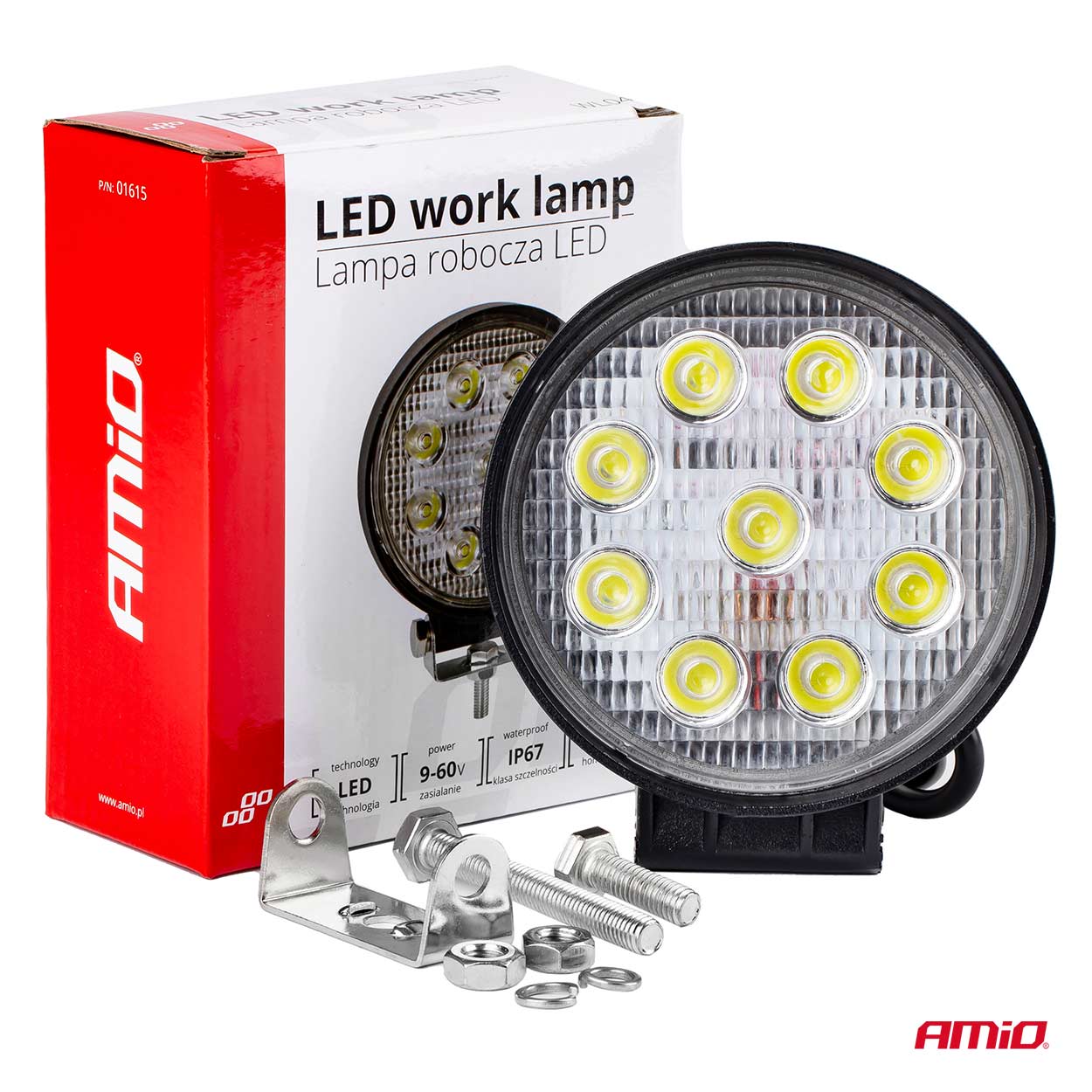 Lampa lucru LED 27W 6000K, Spot lumina, 12V-60V, IP67, aluminiu, omologare E9, ?115 x 35 mm