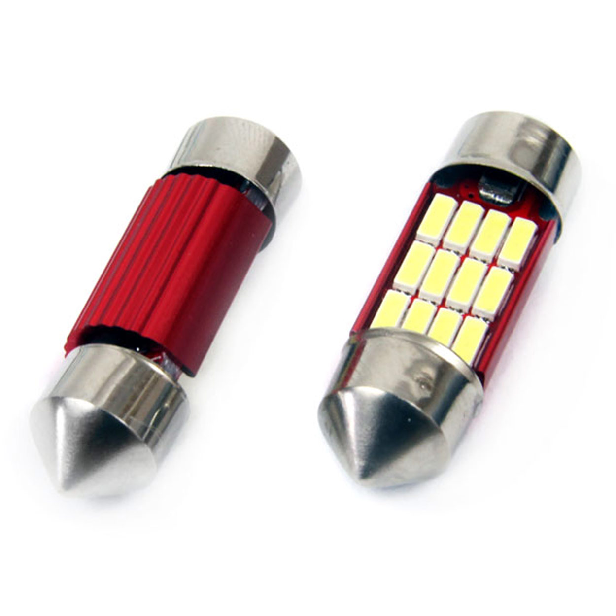 Set 2 becuri auto Vertex LED , C5W SV8.5-8, 12SMD 4014, 2W, 31mm, Canbus, 12-24V, leduri alb sofit Festoon