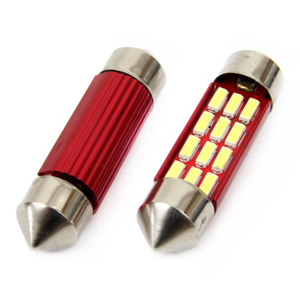 Set 2 becuri auto Vertex LED, C5W SV8.5-8, 12 SMD 4014, 2W, 36mm, Canbus, 12-24V, leduri alb sofit Festoon