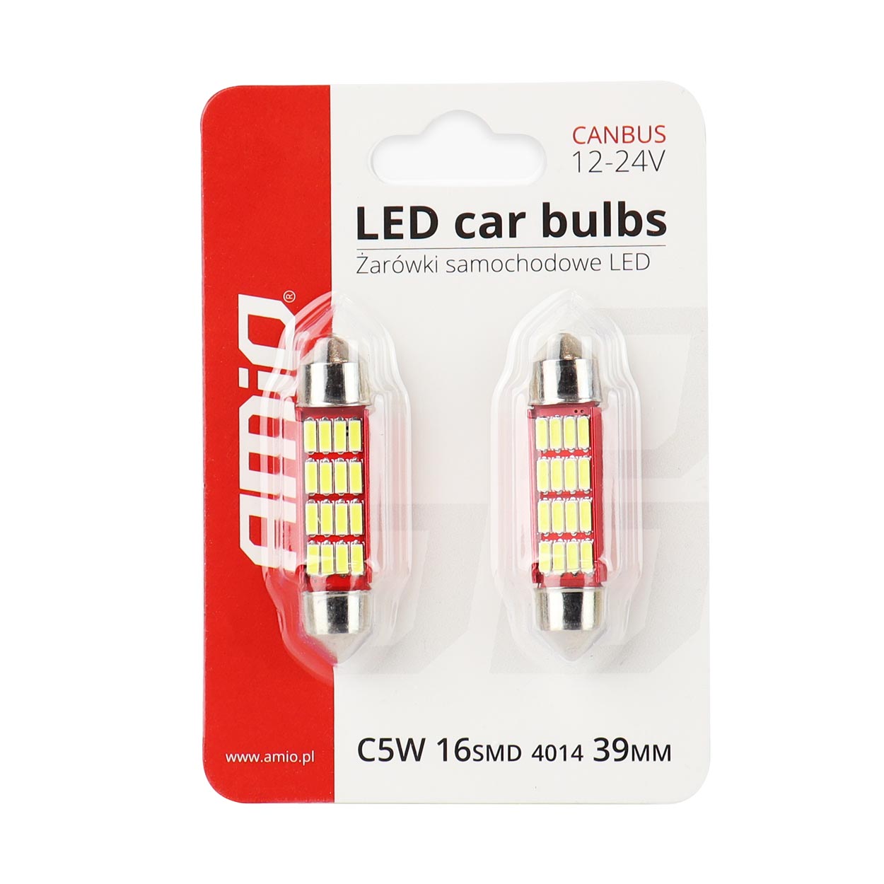 Set 2 becuri auto Vertex LED , C5W SV8.5-8, 12SMD 4014, 2.2W, 39mm, Canbus, 12-24V, leduri alb sofit Festoon