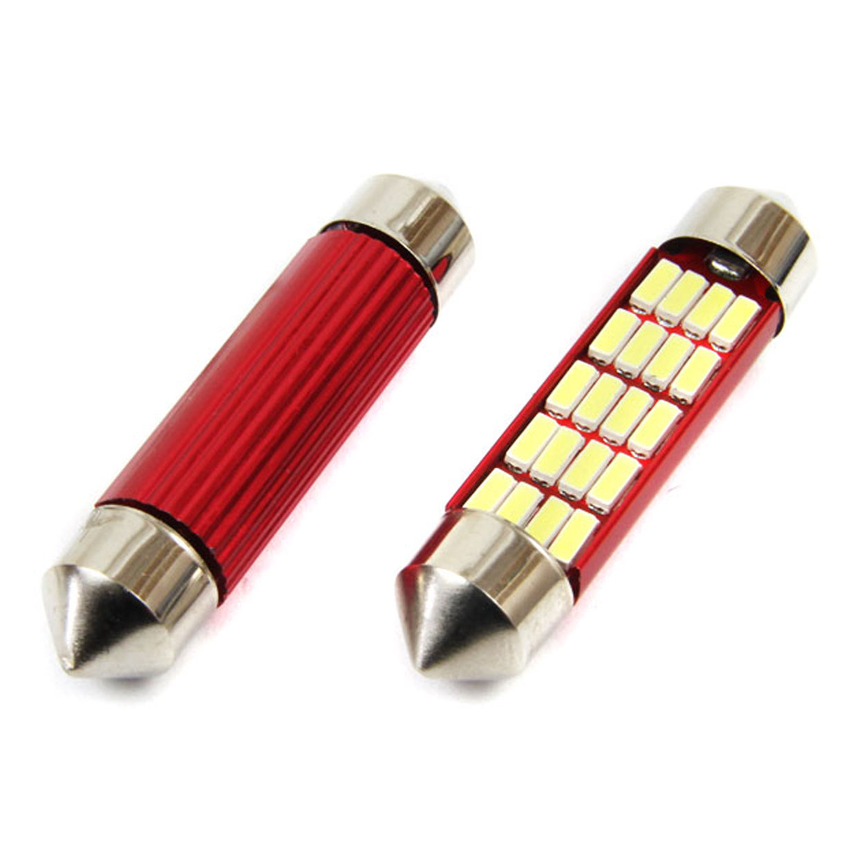 Set 2 becuri auto AMIO LED , C5W SV8.5-8, 20 SMD 4014, 2.2W, 41mm, Canbus, 12-24V, leduri alb sofit Festoon