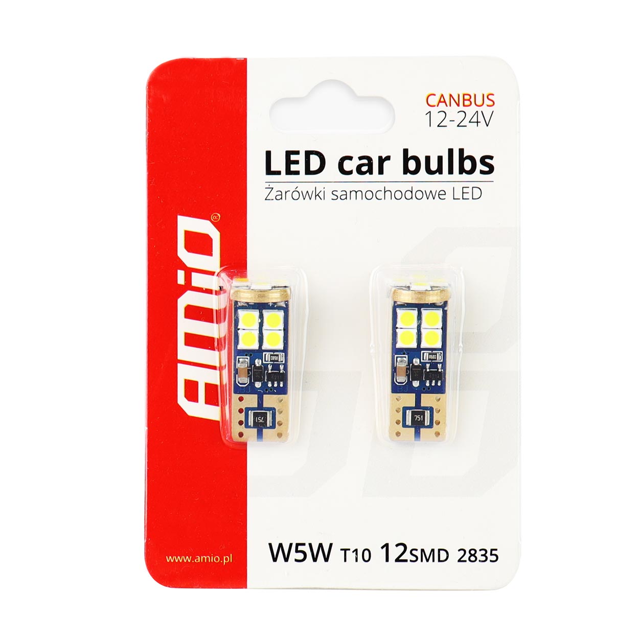 Bec de pozitie tip LED Canbus T10 W2.1x9.5, 12-24V 2.3W, 12SMD , culoare alb , Vertex, set 2 buc