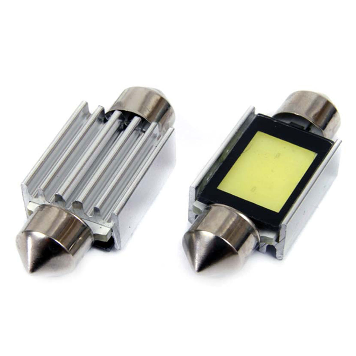 Set 2 becuri auto Amio LED, C5W SV8.5-8, 1 LED COB3, 2.4W, 39mm, Canbus, 12V, leduri alb sofit Festoon