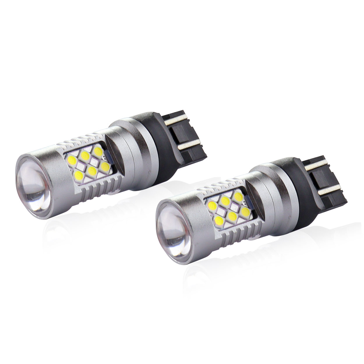 Bec lumini de zi tip LED T20 W2.1x9.5d, W21/5W 12-24V, 24 SMD 3030, 6.2W , AMIO, Set 2 buc