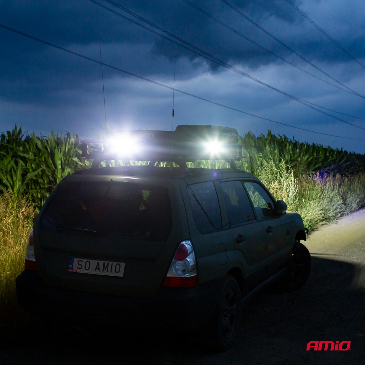 Proiector auto LED AMIO 12-24V, cu 26 LED 3030, 110x110mm, 1 buc.