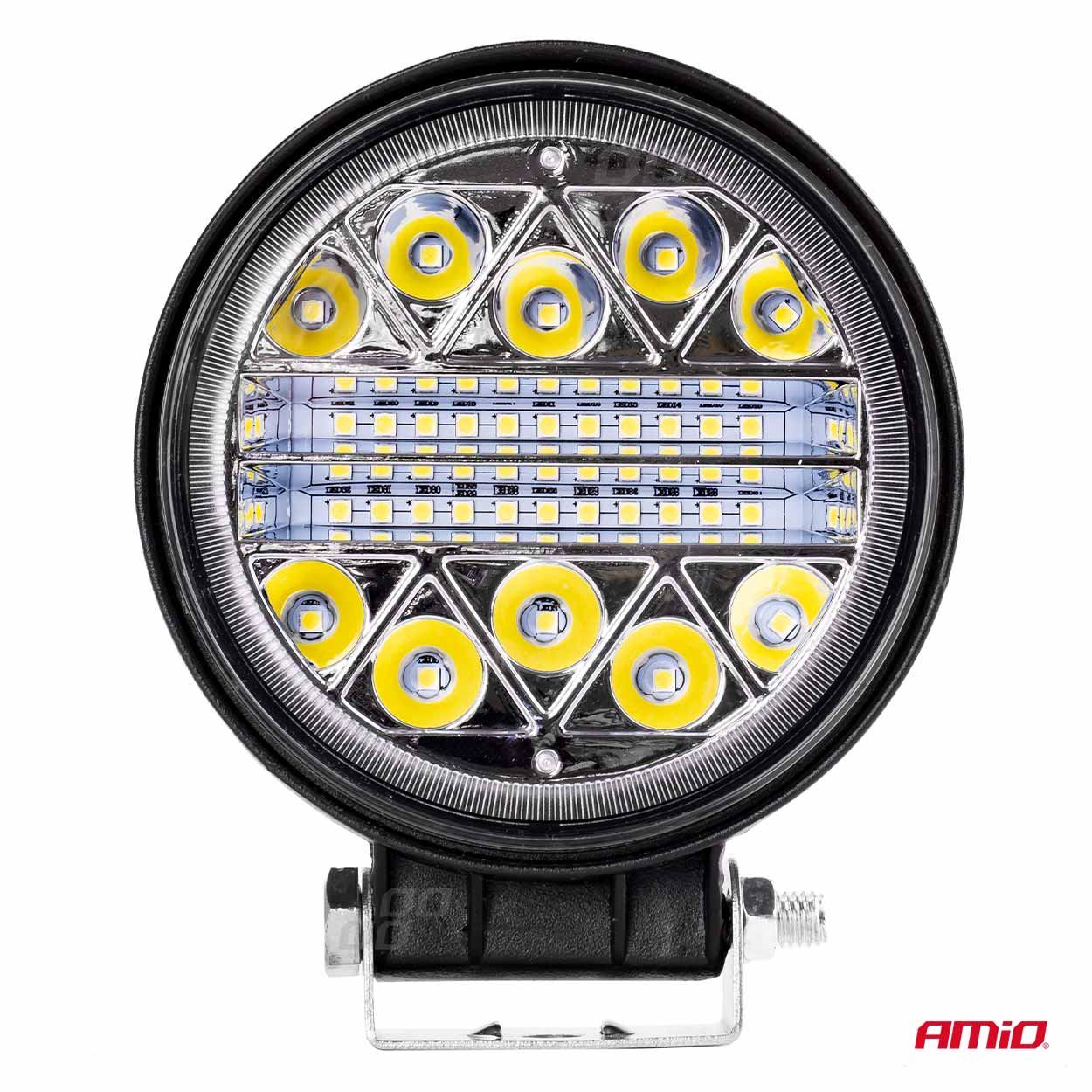 Proiector auto LED AMIO 12-24V, cu 26 LED 3030, rotund 110mm, 1 buc.