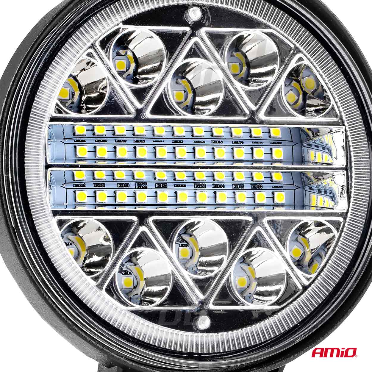 Proiector auto LED AMIO 12-24V, cu 26 LED 3030, rotund 110mm, 1 buc.