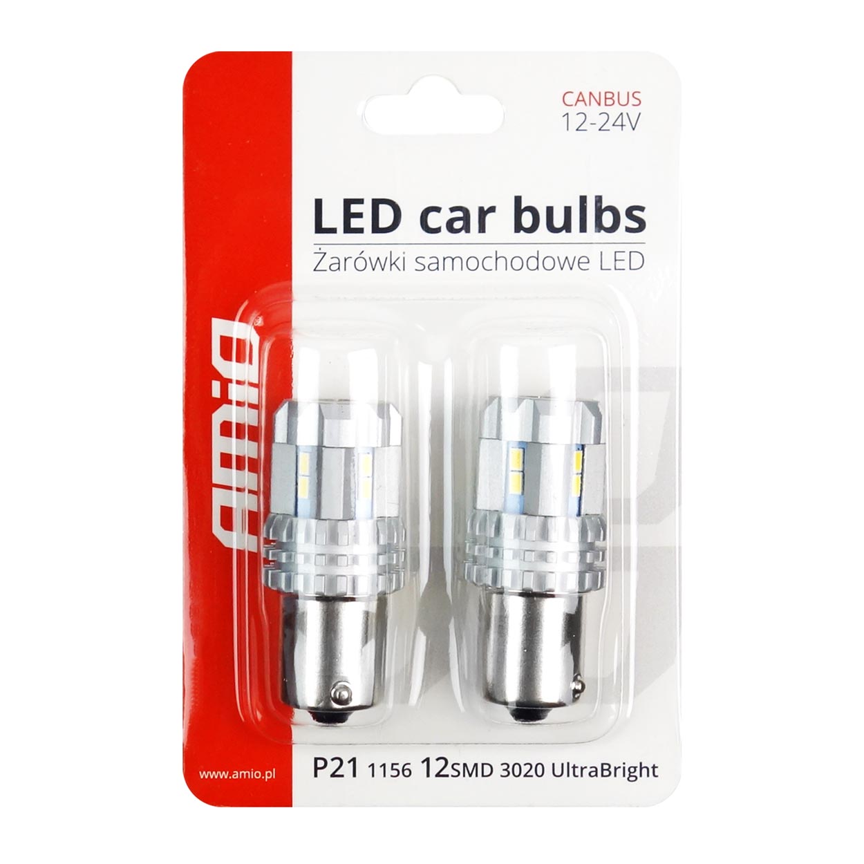 Bec pozitie ciresa auto tip LED UltraBright Canbus R5W, 12V-24V; BA15s, 12 LED SMD 3020, 2 buc.