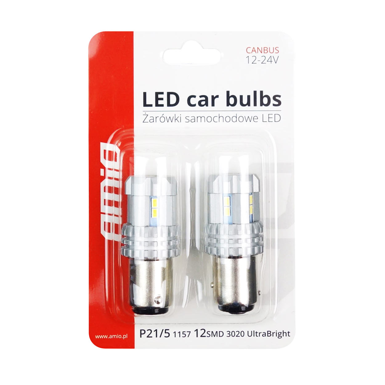 Bec stop frana ciresa auto tip LED UltraBright Canbus R5W, 12V-24V; BA15d P21/5, 12 LED SMD 3020, 2 buc.