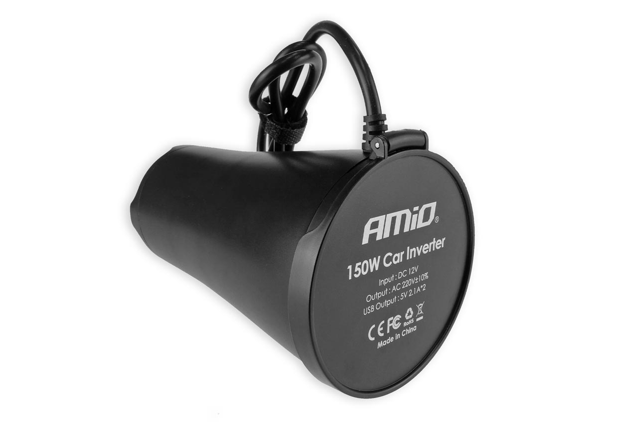 Convertor de tensiune 12V/230V, 150W/300W, 2xUSB, AMiO