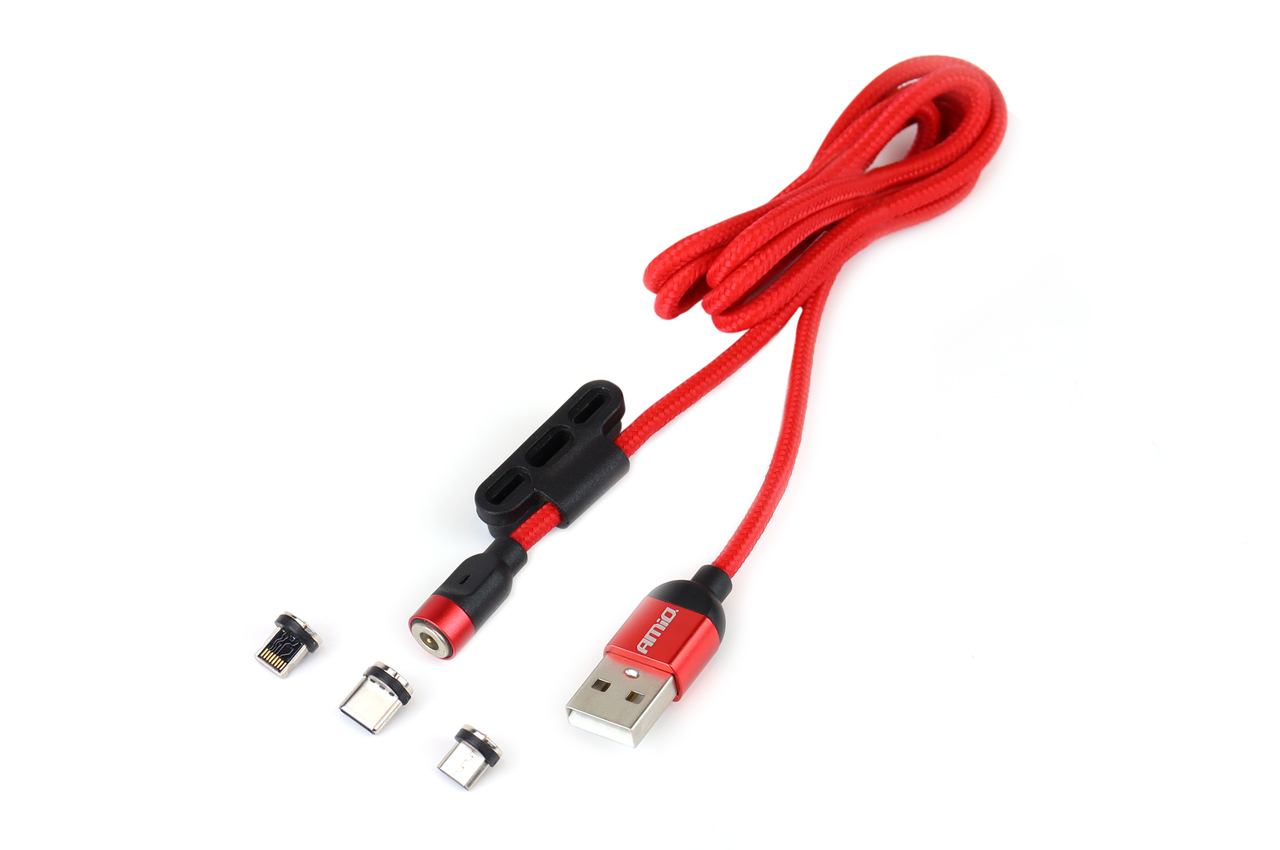 Cablu incarcare telefon, cu magnet Lightning/ USB C/ micro USB, 1m, AMiO