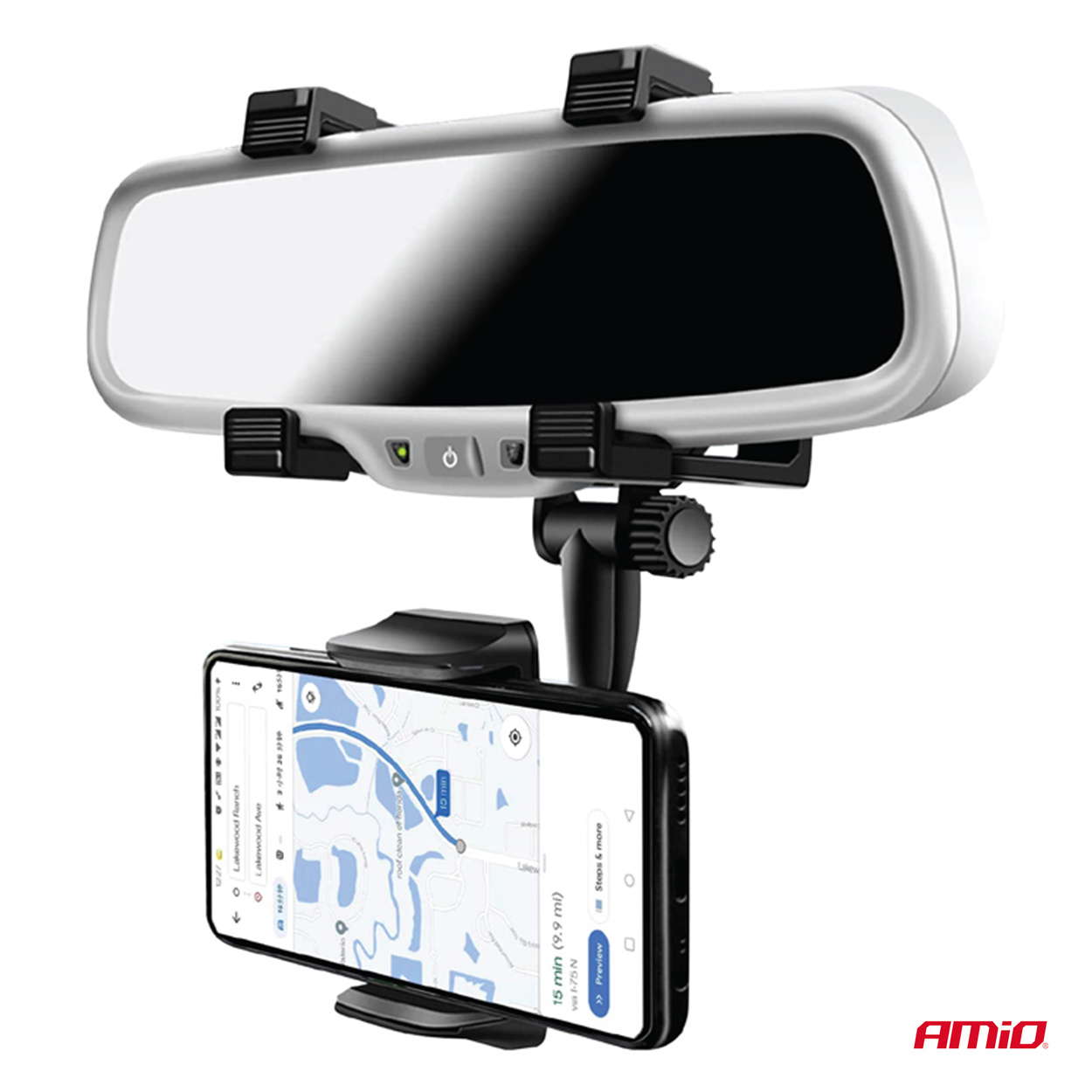 Suport auto pentru telefon AMIO HOLD-17, fixare oglinda retrovizoare , deschidere brat fixare telefon 50-94mm
