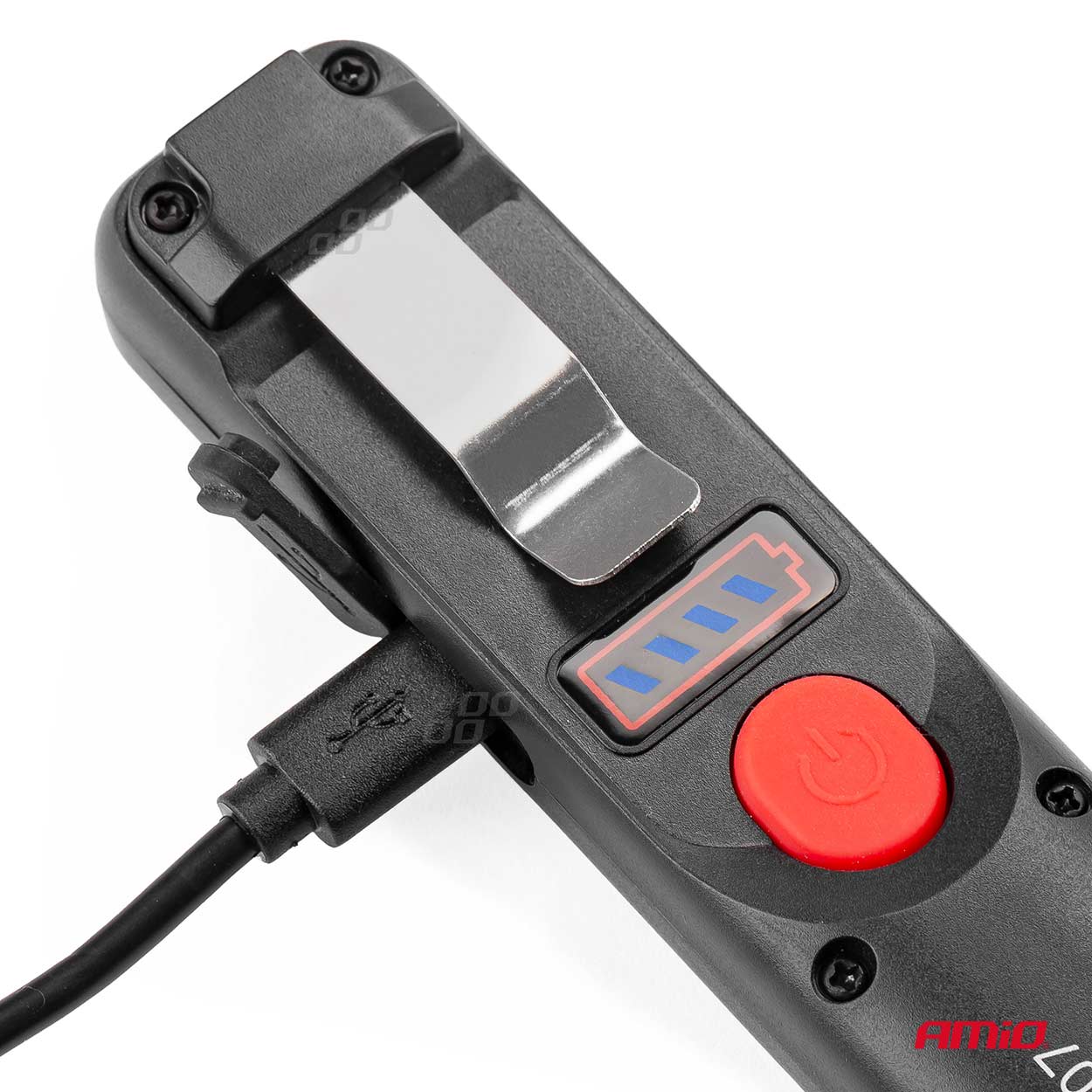 Lampa de lucru cu 1 COB LED + 1 LED , 200lm, carcasa cauciucata, fixare magnet, carlig, acumulator, AMiO WT07