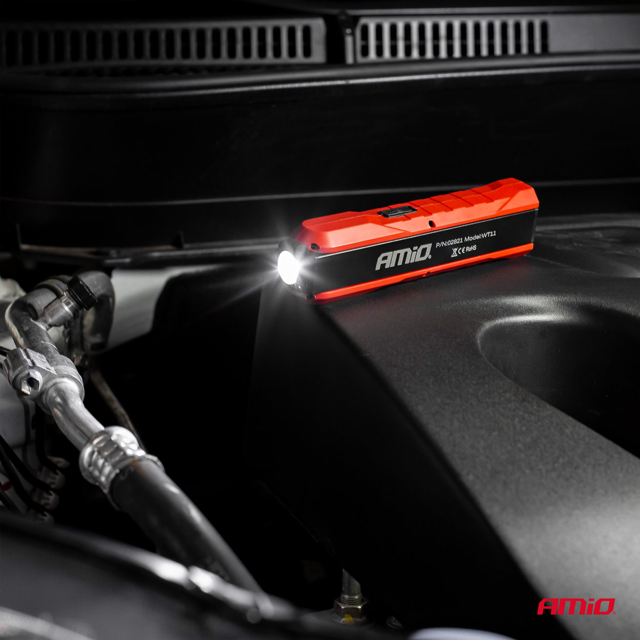 Lampa de lucru cu 1x COB + 1x LED, 450lm, 6500K, fixare magnet, carlig, cu acumulator, AMiO WT11
