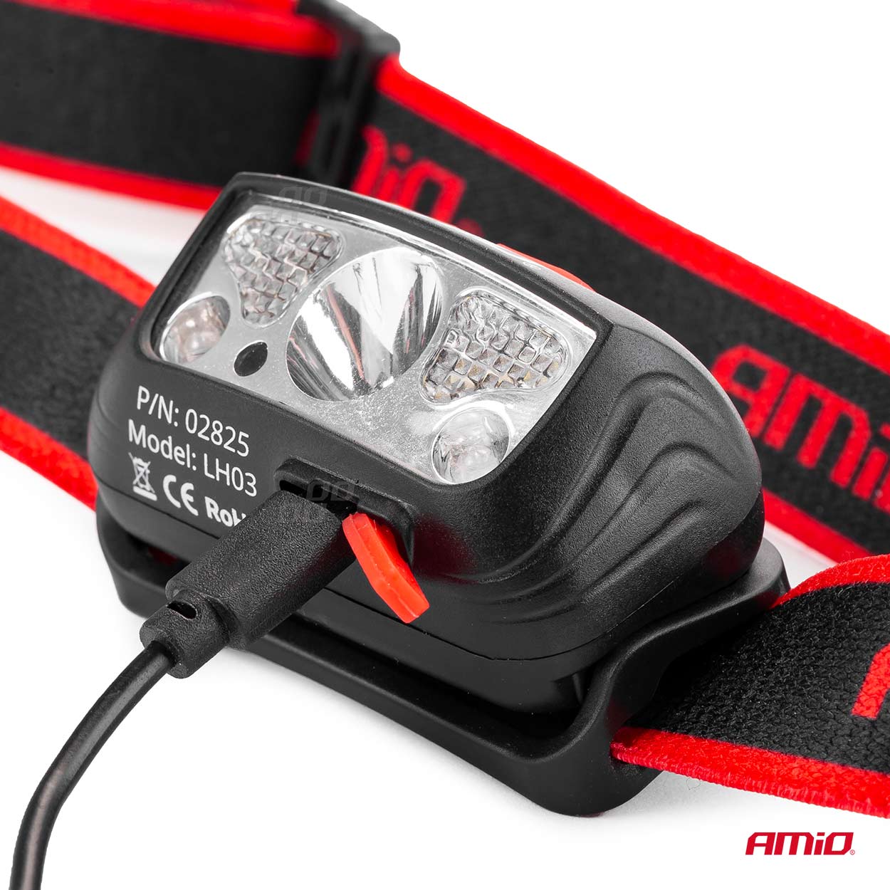 Lanterna de cap cu COB LED,6500K , cu acumulator, 6 moduri iluminare , AMiO LH03