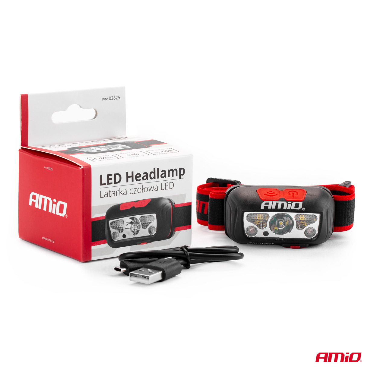 Lanterna de cap cu COB LED,6500K , cu acumulator, 6 moduri iluminare , AMiO LH03