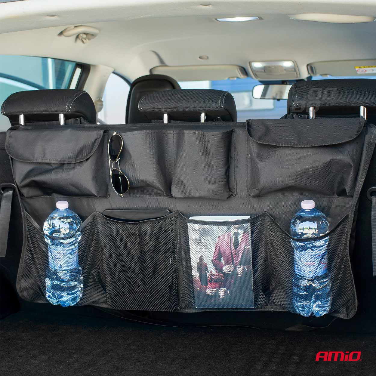 Organizator auto pentru portbagaj Amio 89x46cm, fixare tetiere bancheta spate