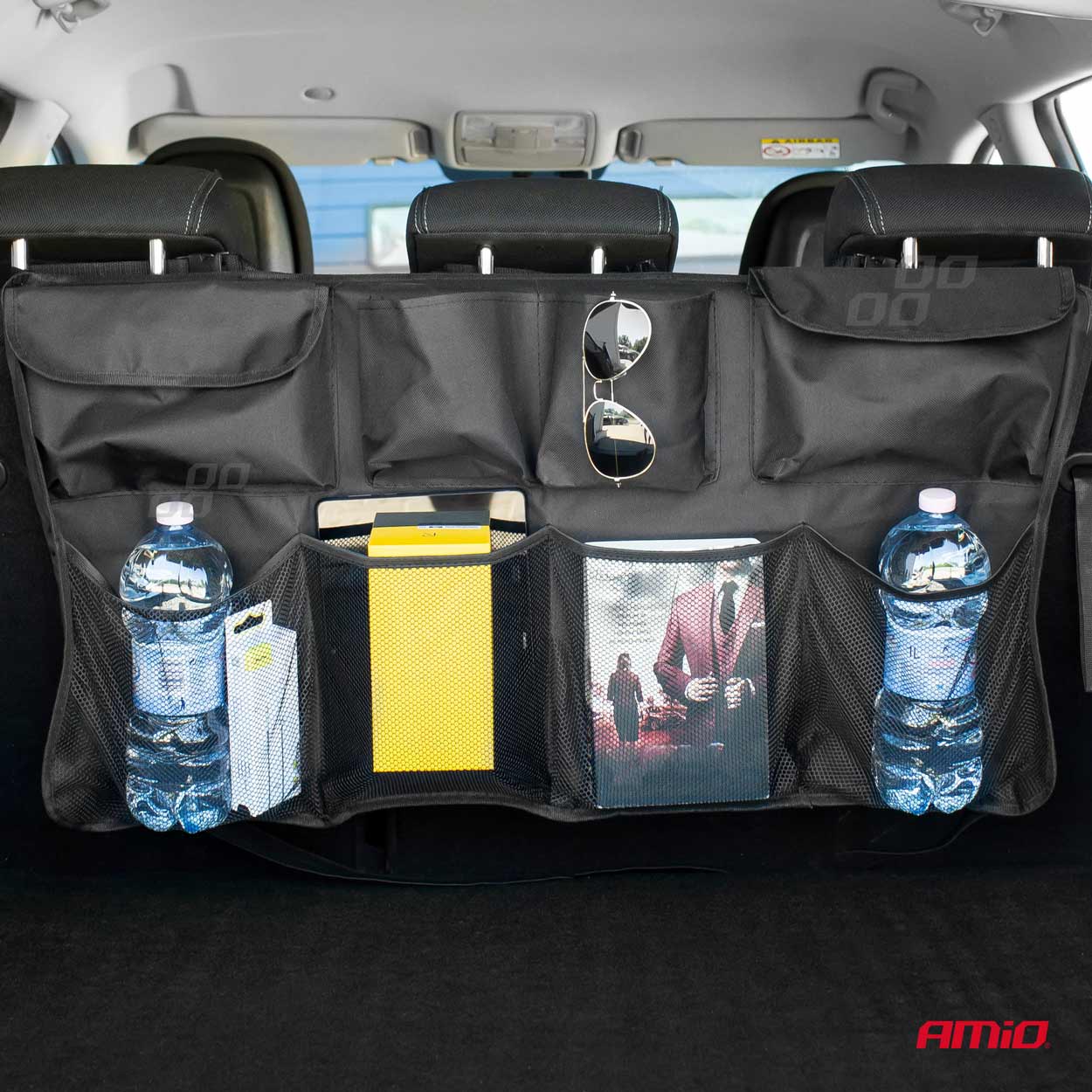 Organizator auto pentru portbagaj Amio 89x46cm, fixare tetiere bancheta spate