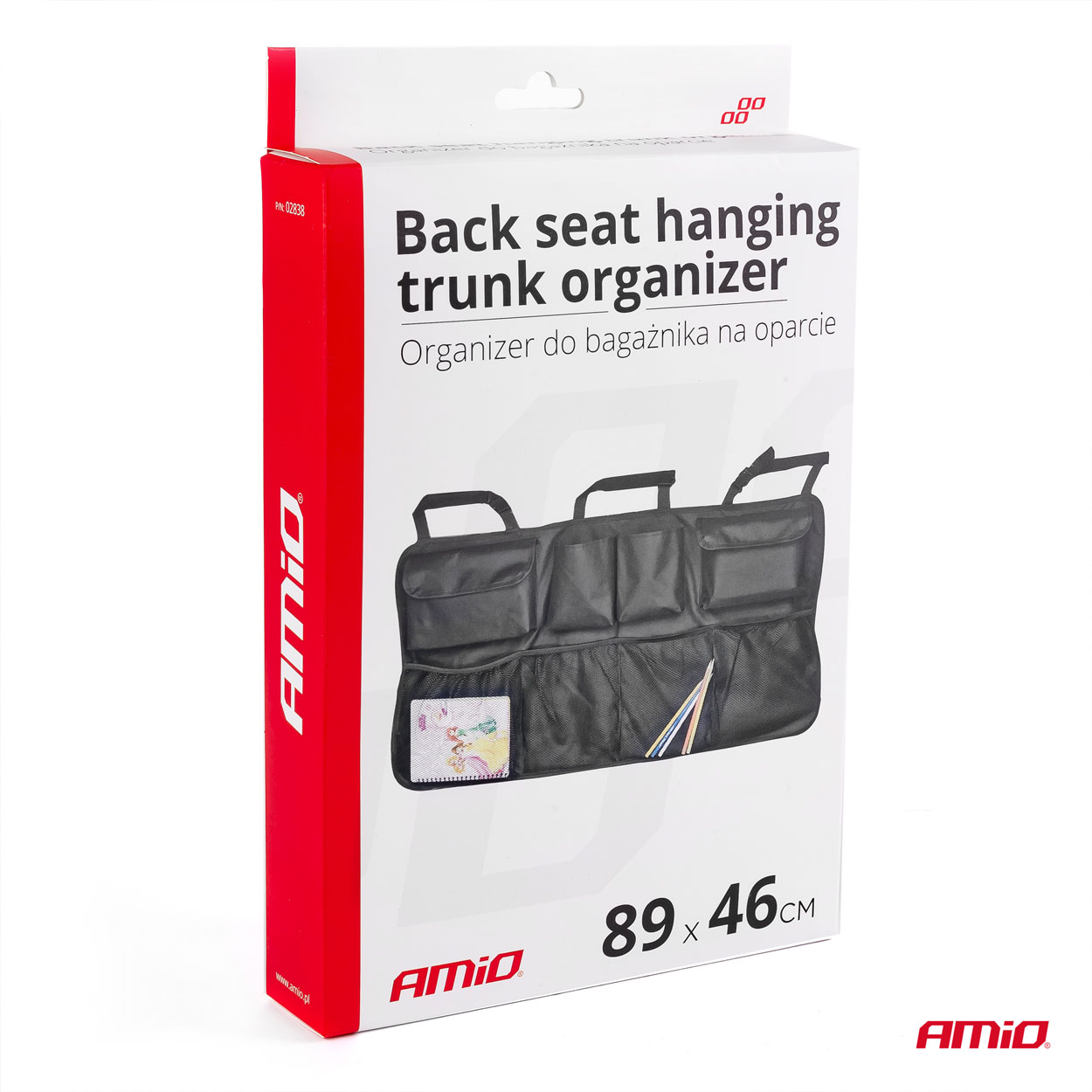 Organizator auto pentru portbagaj Amio 89x46cm, fixare tetiere bancheta spate