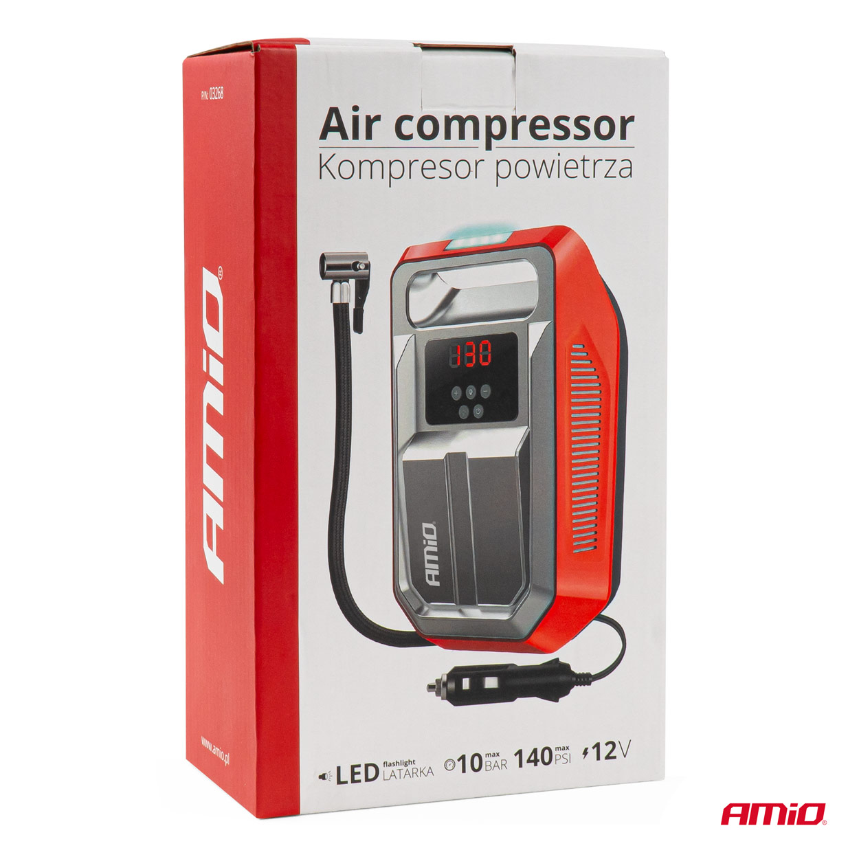Compresor aer auto digital cu LED light 12V AMIO Polonia
