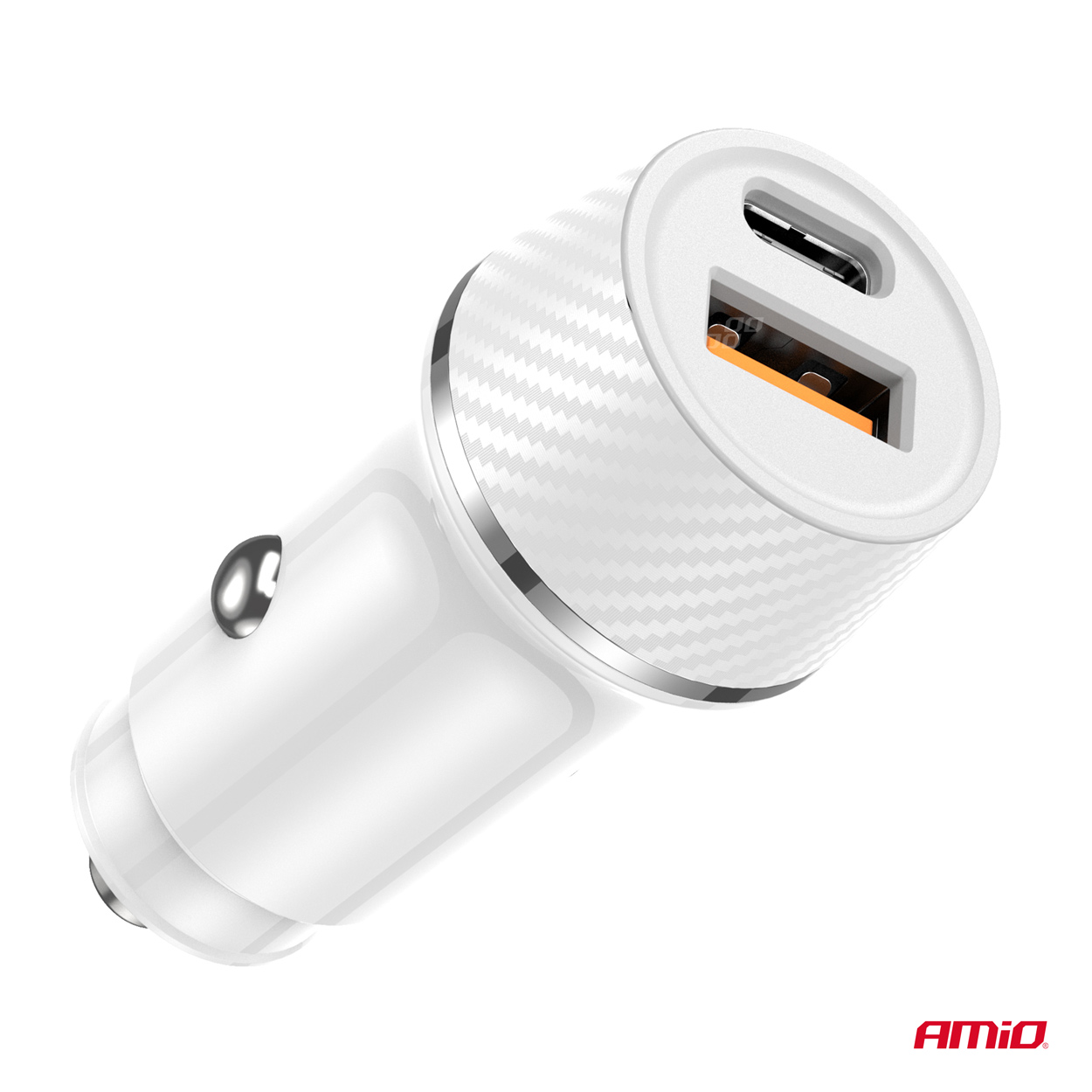 Incarcator auto USB-A + USB-C 20W 12/24V, AMIO, 1 buc