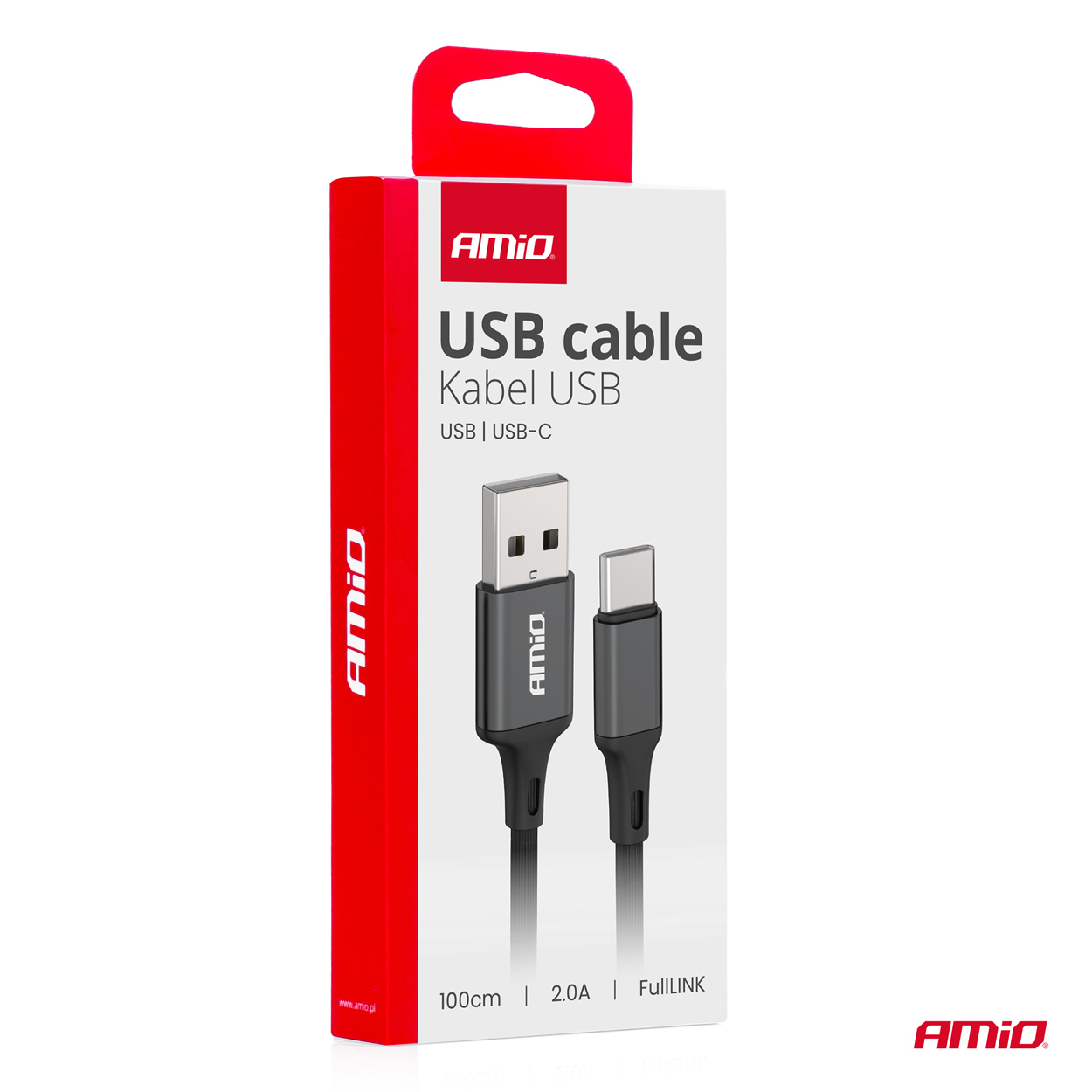 Cablu USB-USB-C 2A 100cm FullLINK, negru, AMIO, 1buc