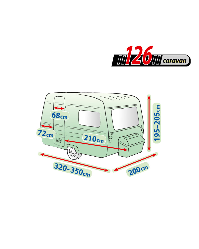 Prelata pentru rulota N132, lungime 370-400cm + geanta