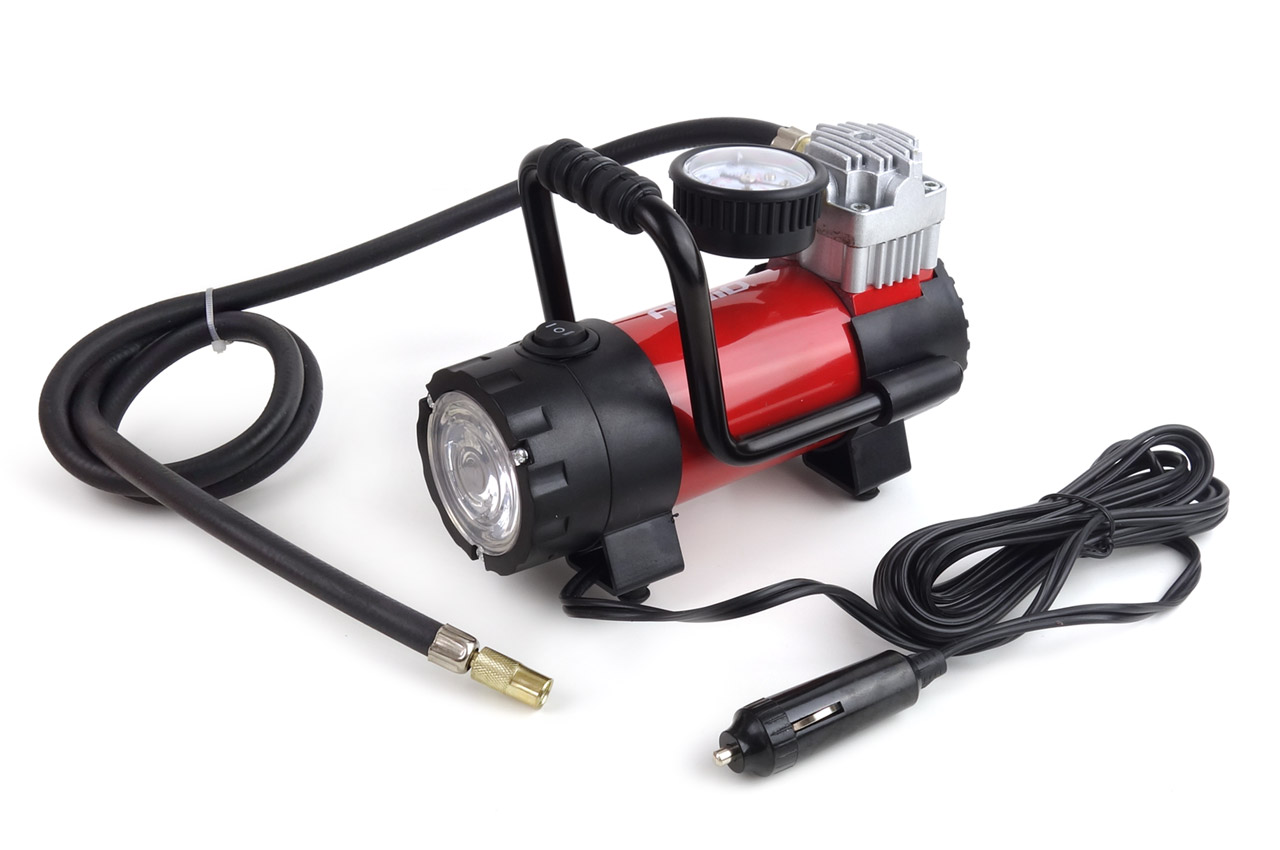 Compresor aer pentru masina, 12V HQ, lanterna LED, 7 Bar, max 100 PSI, 35L/min, manometru; AMIO