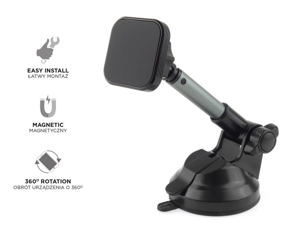 Suport magnetic auto pentru telefon, cu brat telescopic 126-198mm, rotire 360, Premium HOLD-14, AMIO