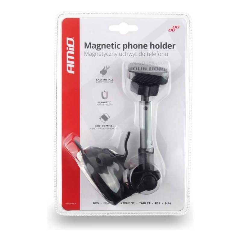 Suport magnetic auto pentru telefon, cu brat telescopic 126-198mm, rotire 360, Premium HOLD-14, AMIO